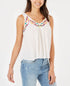 Juniors' Sleeveless Embroidered Top